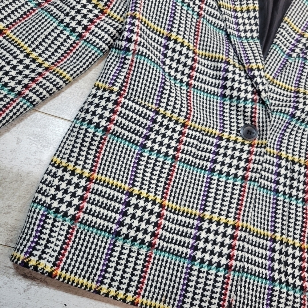 Multi Color Houndstooth Wool Blazer - Picture 4 of 6